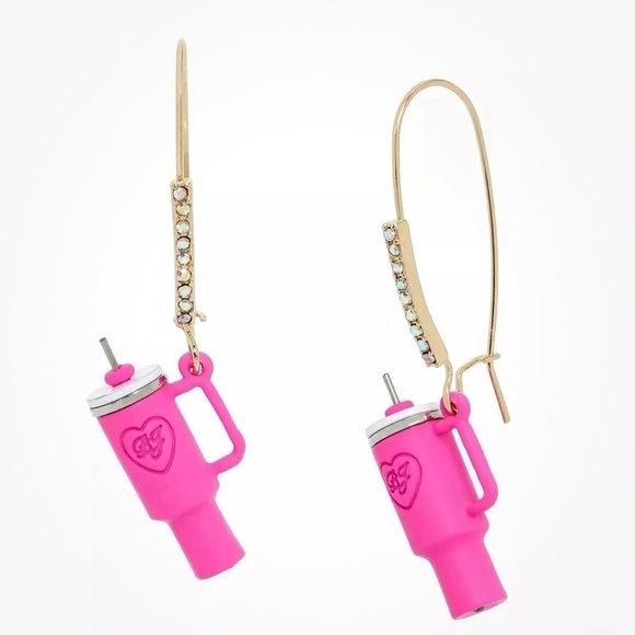 BETSEY JOHNSON Earrings Pink Stanley Cup Inspired Tumblers NEW - Picture 10 of 11
